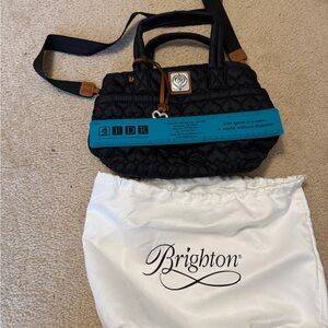 Brighton Black Quilted Crossbody Bag with Heart Charm